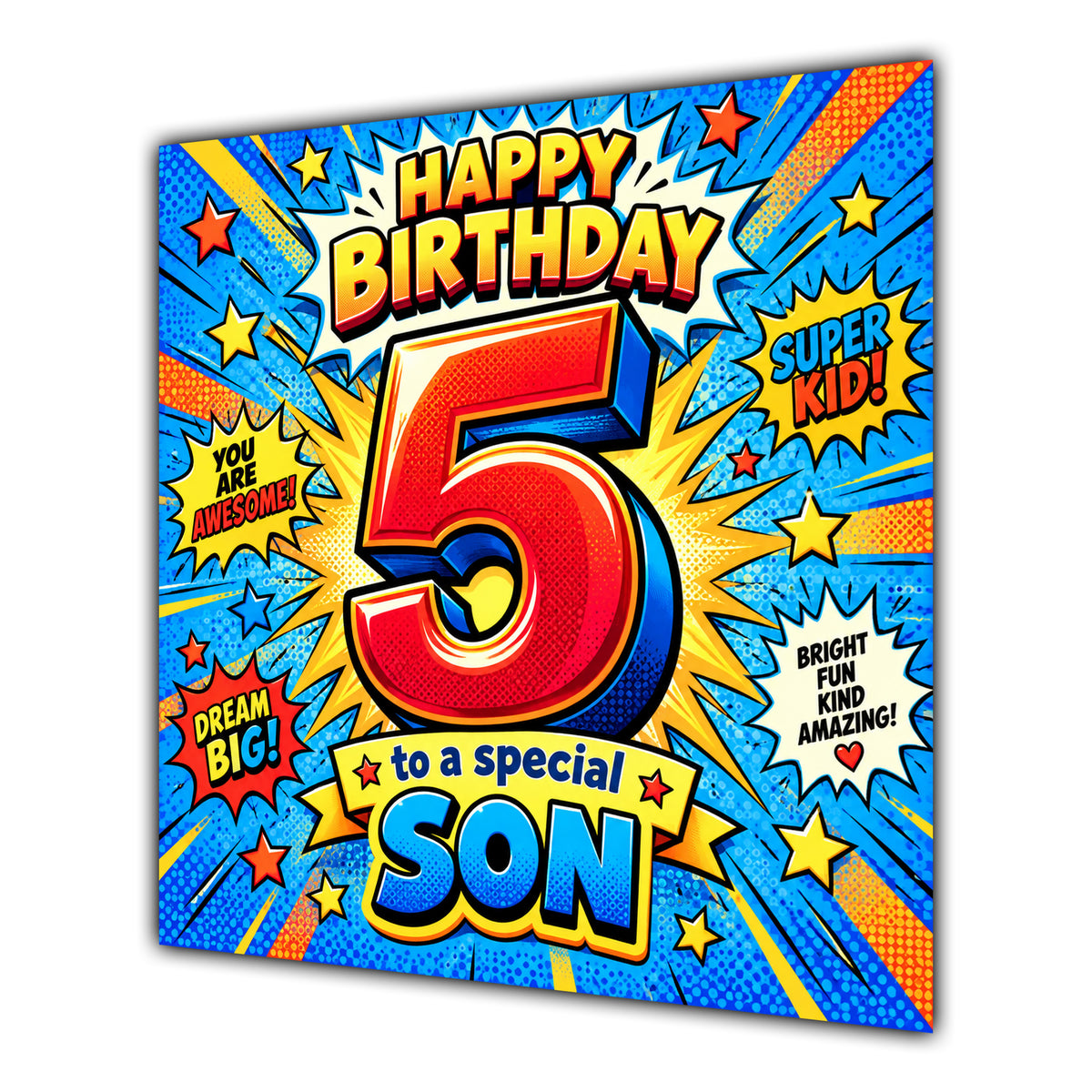 Son 5th Birthday Card Comic Pop Art Stars
