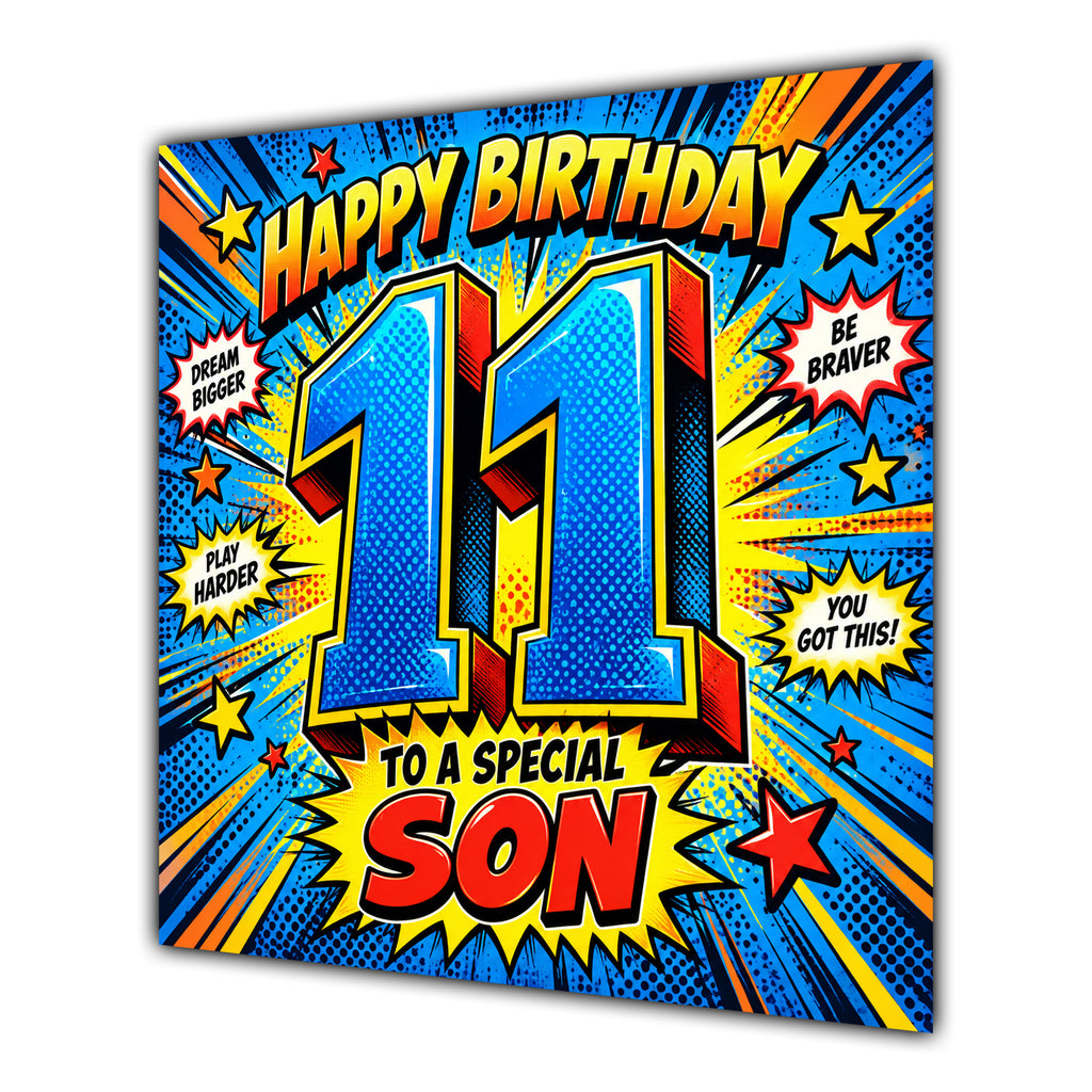 Son 11th Birthday Card Comic Pop Art Stars