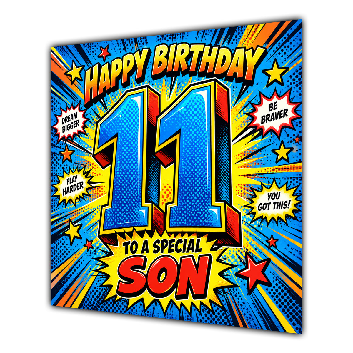 Son 11th Birthday Card Comic Pop Art Stars