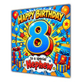 Nephew 8th Birthday Card Comic Pop Art Stars