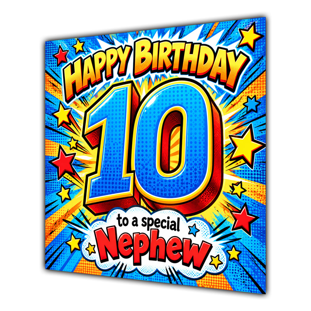 Nephew 10th Birthday Card Comic Pop Art Stars