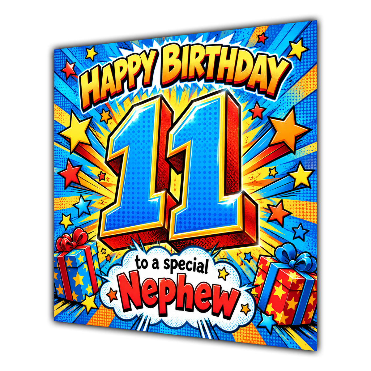 Nephew 11th Birthday Card Comic Pop Art Stars