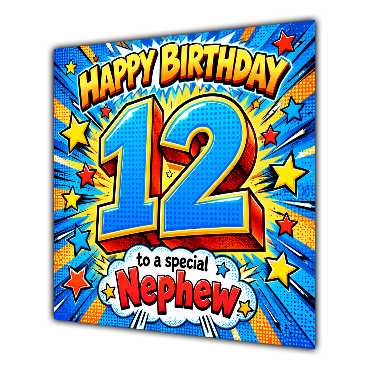 Nephew 12th Birthday Card Comic Pop Art Stars