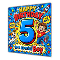 Boy 5th Birthday Card Comic Pop Art Stars