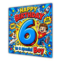 Boy 6th Birthday Card Comic Pop Art Stars