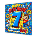 Boy 7th Birthday Card Comic Pop Art Stars