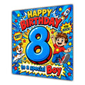 Boy 8th Birthday Card Comic Pop Art Stars