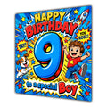 Boy 9th Birthday Card Comic Pop Art Stars