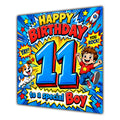 Boy 11th Birthday Card Comic Pop Art Stars