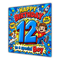 Boy 12th Birthday Card Comic Pop Art Stars