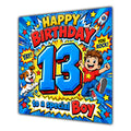 Boy 13th Birthday Card Comic Pop Art Stars