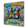 Grandson 13th Birthday Card Colourful Graffiti Street Art