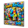 Son 4th Birthday Card Colourful Graffiti Street Art
