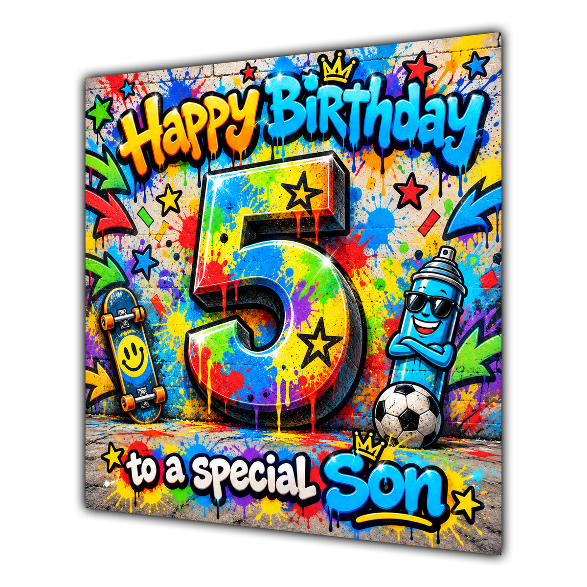 Son 5th Birthday Card Colourful Graffiti Street Art