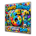 Son 6th Birthday Card Colourful Graffiti Street Art