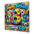 Son 8th Birthday Card Colourful Graffiti Street Art