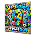 Son 9th Birthday Card Colourful Graffiti Street Art
