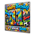 Son 11th Birthday Card Colourful Graffiti Street Art