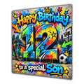 Son 12th Birthday Card Colourful Graffiti Street Art
