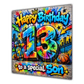 Son 13th Birthday Card Colourful Graffiti Street Art