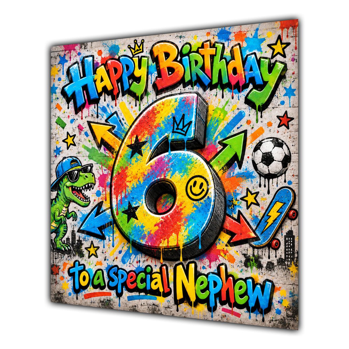 Nephew 6th Birthday Card Colourful Graffiti Street Art