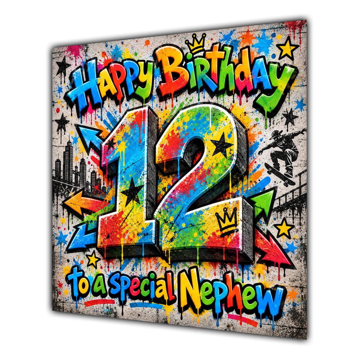 Nephew 12th Birthday Card Colourful Graffiti Street Art