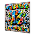 Nephew 13th Birthday Card Colourful Graffiti Street Art