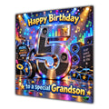 Grandson 5th Birthday Card Music Headphones Speakers Records
