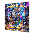 Grandson 6th Birthday Card Music Headphones Speakers Records