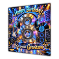 Grandson 8th Birthday Card Music Headphones Speakers Records