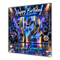 Grandson 12th Birthday Card Music Headphones Speakers Records