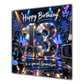 Grandson 13th Birthday Card Music Headphones Speakers Records