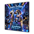 Nephew 13th Birthday Card Music Headphones Speakers Records