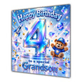 Grandson 4th Birthday Card Iridescent Effect Number Stars