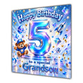 Grandson 5th Birthday Card Iridescent Effect Number Stars