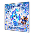 Grandson 6th Birthday Card Iridescent Effect Number Stars