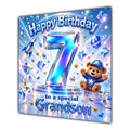 Grandson 7th Birthday Card Iridescent Effect Number Stars