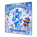 Grandson 8th Birthday Card Iridescent Effect Number Stars
