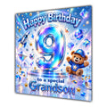 Grandson 9th Birthday Card Iridescent Effect Number Stars