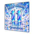 Grandson 11th Birthday Card Iridescent Effect Number Stars