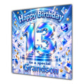 Grandson 13th Birthday Card Iridescent Effect Number Stars