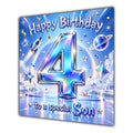 Son 4th Birthday Card Iridescent Effect Number Stars