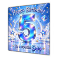 Son 5th Birthday Card Iridescent Effect Number Stars