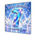 Son 7th Birthday Card Iridescent Effect Number Stars