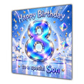 Son 8th Birthday Card Iridescent Effect Number Stars