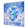 Son 9th Birthday Card Iridescent Effect Number Stars