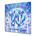 Son 10th Birthday Card Iridescent Effect Number Stars