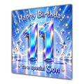 Son 11th Birthday Card Iridescent Effect Number Stars