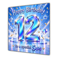 Son 12th Birthday Card Iridescent Effect Number Stars