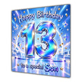 Son 13th Birthday Card Iridescent Effect Number Stars